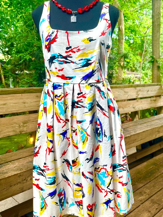 BB Dakota by Steve Madden Dresses & Skirts - BB Dakota by Steve Madden White Multicolor Abstract Sleeveless Midi Dress
